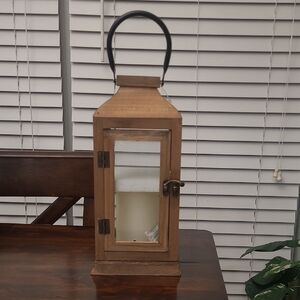NWT Rustic Brown Lantern with Candle